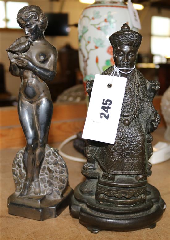 Deco figural match stricker and Chinese figure